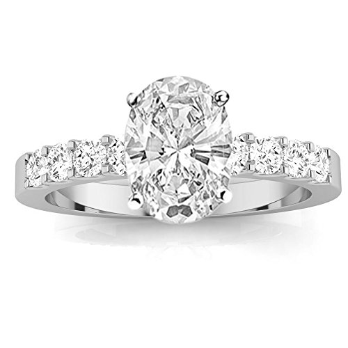 14K White Gold 2.5 Carat LAB GROWN IGI CERTIFIED DIAMOND Classic Prong Set Oval Cut Diamond Engagement Ring (E-F Color SI1-SI2 Clarity 2 Ct Center) | The Storepaperoomates Retail Market - Fast Affordable Shopping