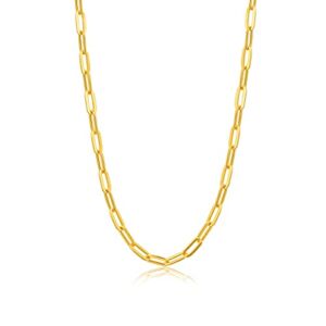 10K Solid Gold Paperclip Chain Necklace, 2.5MM Yellow Gold Italian Paperclip Link Chain Necklace Jewelry Gift for Women Men, 16/18/20/22/24 Inches (16.0 Inches)
