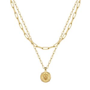 MONOOC Gold Chain Necklaces for Women, Medallion Layered Necklaces Paperclip Link Chain Necklaces for Women Layered Necklace Dainty Layering Necklace fpr Women Jewelry