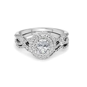 1 Carat |925 Sterling Silver| IGI Certified Lab Created Diamond 2 Set Bridal Diamond Ring | Brilliant-Cut Round Shape Diamond | HI-VS1-VS2 Quality Friendly Diamonds
