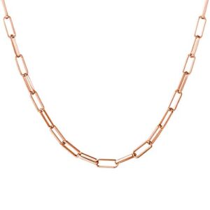 SHEGRACE Paperclip Chain Link Necklace Rose Gold Plated Choker Creative Clavicle Necklace for Women Girls 18.3″