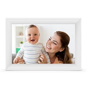 PRITOM WiFi Smart Digital Photo Frame – 10.1 inch Digital Picture Frame, HD IPS Display, Touchscreen,16 GB Storage, Auto-Rotate,Share Photos or Videos via Email or App, with Wood Frame(Brown)