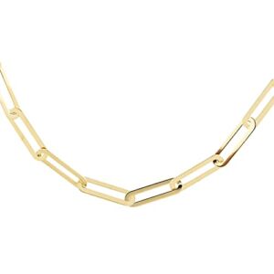 10K Yellow Gold Paper Clip Crystal Necklace for Women with Extender Size 18-19″ 5.95 Grams