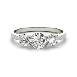 14k White Gold Lab-Grown Diamond 3 Stone Wedding Engagement Ring (1.00 cttw, I-J Color, VS2-SI1 Clarity) Size 4.5