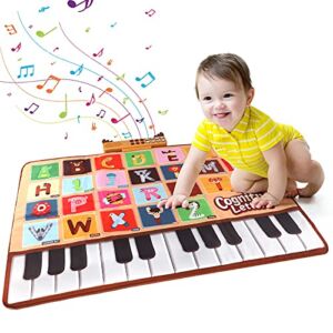 Bluejay Baby Piano Mat Toys, Record Playback Musical Keyboard Mat Learning Toys with 26 Letters, Adjustable Volume Electronic Music Animal Touch Play Mat Toddler Toys Gifts for Boys and Girls