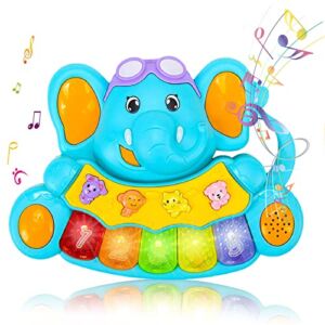 Baby Piano Toys 6 to 12 Months Early Learning Baby Girl Toys 6 to 12 Months Elephant Piano Keyboard Toys Infant Toys for 6-12-18 Month Light Up Music Baby Toys Infant Gifts for 1 Year Old Boys Girls