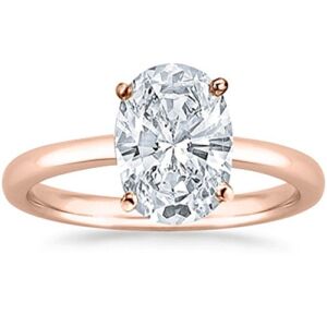 14K Rose Gold 1 Carat Lab Grown Solitaire Oval Cut Diamond Engagement Ring (1 Ct,H-I Color SI1-SI2 Clarity)