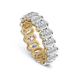 FRIENDLY DIAMONDS 4 Carat | EGL Certified Oval Shape Lab Grown Diamond Eternity Ring For Women | 14K Yellow Gold |GH-SI Quality
