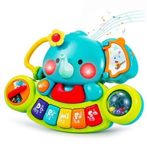 Baby Toys 6 to 12 Months, 6 Month Old Baby Piano Toys Infant Toys 6-12 Months Elephant Light Up Music 9 Month Old Baby Toys 12-18 Months, Learning Piano Birthday Gifts Toys for 1 Year Old Girl Boy