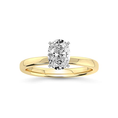 1 Carat | IGI Certified Oval Shape Lab Grown Diamond Engagement Ring For Women | 14K Or 18K in White, Yellow Or Rose Gold | Lab Created Four-Prong Solitaire Diamond Engagement Ring | FG-VS1-VS2 Quality Friendly Diamonds Engagement Ring | The Storepaperoomates Retail Market - Fast Affordable Shopping