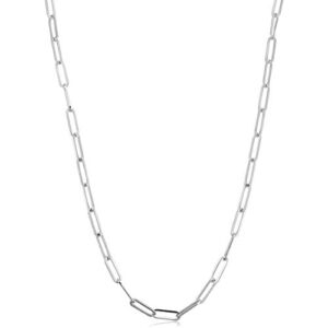 PORI JEWELERS .925 Sterling Silver 3mm Paperclip Chain Necklace For Women – Choose Your Color – 16″-20″, and12.5 + 3″ Extension (Silver, 16)