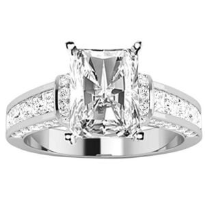 14K White Gold 2 Carat LAB GROWN IGI CERTIFIED DIAMOND Contemporary Channel Set Princess And Pave Round Cut Radiant Cut Diamond Engagement Ring (H-I Color VS1-VS2 Clarity 1 Ct Center)