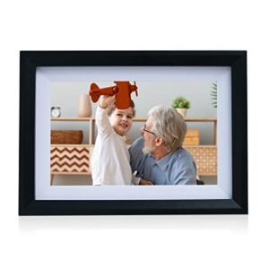 Delimux Digital Picture Frame 10.1 Inch 1280×800 IPS Touch Screen HD Display, 16GB Storage Digital Photo Frame with 2.4GHz WiFi, Share Photos Remotely via Frameo APP (Black & White)
