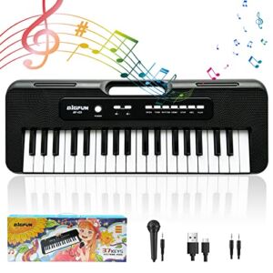 Noaideoi Kids Piano Keyboard, 37 Keys Piano for Kids Musical Piano with Microphone Portable Learning Educational Christmas Birthday Gift Toys for 3 4 5 6 7 8 Years Old Girls Boys Beginners (Black)