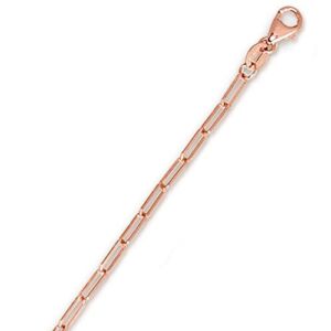 14K Rose Gold 2.1mm Paperclip Chain Necklace 16″-24″, 16″