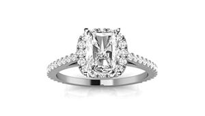 14K White Gold 1.25 Carat LAB GROWN IGI CERTIFIED DIAMOND Gorgeous Classic Cushion Halo Style Radiant Cut Diamond Engagement Ring (E-F Color SI1-SI2 Clarity 1 Ct Center)