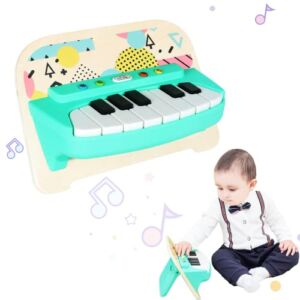TUKELER Toddler Piano Wooden Musical Toy, Kids Keyboard with Lights, Sound Multifunctional Baby Piano&Xylophone Toy for 12 Months and Older Boys and Girls
