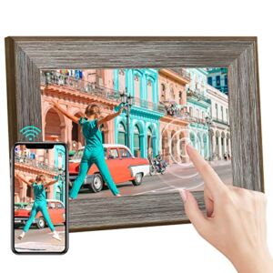 Kodak WiFi Digital Picture Frame, 10.1 Inch 1280 * 800 Resolution Touch Screen with 16GB Storage,Effortless to Set up,Share Video and Photos via E-Mail or App-Gift for Friends and Family(Grey Wood)