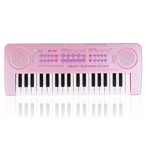 M SANMERSEN Kids Music Piano Keyboard 37 Keys Keyboard Piano Toys with 8 Rhythms/6 Demos Portable Mono Electronic Piano Keyboard Toy Gift for Beginners Girls Ages 3-8, Pink | The Storepaperoomates Retail Market - Fast Affordable Shopping