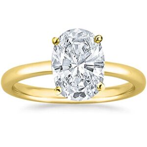 14K Yellow Gold 1.25 Carat Lab Grown Solitaire Oval Cut Diamond Engagement Ring (1.25 Ct,H-I Color SI1-SI2 Clarity)