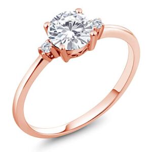 10K Rose Gold Lab Grown Diamond Set and Forever Classic Round Created Moissanite from Charles & Colvard Women Engagement Ring (0.83 Cttw, Available In Size 5, 6, 7, 8, 9)