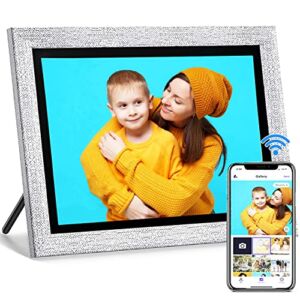 AISLPC Digital Photo Frame 10.1 inch Work with Alexa Voice Control HD IPS Touch Screen 16GB Memory WiFi Digital Picture Frame Auto-Rotate Easy to Share Photo/Video via App from Anywhere