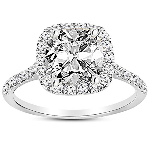 14K White Gold 1.25 Carat LAB GROWN IGI CERTIFIED DIAMOND Halo Cushion Cut Diamond Engagement Ring (H-I Color VS1-VS2 Clarity 0.75 Ct Center) | The Storepaperoomates Retail Market - Fast Affordable Shopping