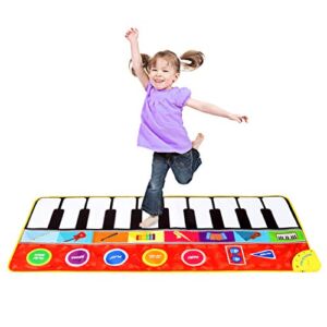 M SANMERSEN Piano Mat for Kids, 57.4″ Musical Dance Mat with 28 Music Sounds & Record & Playback Colorful Keyboard Play Mat Educational Toys Gifts for Kids Girls Boys Ages 3 4 5 6 7 8
