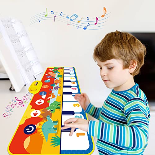 HOPECALYO Fun Piano Mat Musical Mat Dinosaur Touch Dance Mat Early Education Musical Toys Gift for 3 4 5 + Years Old Toddlers Boys Girls Kid Floor Piano Keyboard | The Storepaperoomates Retail Market - Fast Affordable Shopping