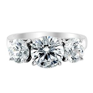 3/4 0.75 Carat IGI Certified LAB Grown 3 Stone 14K White Gold Round Diamond Engagement Ring (I-J Color, SI Clarity)