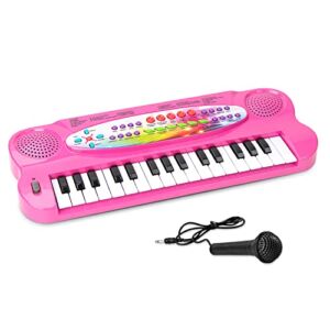 JINRUCHE Keyboard Piano for Kids – 32 Keys Multifunction Early Educational Piano Musical Instrument, Kids Piano Keyboard Toys for 3 4 5 6 Year Old (Pink)