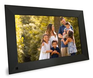 Phone2Frame 10 Inch Digital Picture Frame with Photo Backup Stick Micro SD (32GB) to Get from Phone or Computer to Frame Without WiFi, Email, or Accounts (Black)