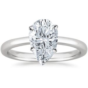 14K White Gold 2 Carat Lab Grown Solitaire Pear Cut Diamond Engagement Ring (2 Ct,H-I Color VS1-VS2 Clarity)