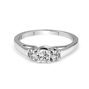1/2 Carat |10K White Gold | IGI Certified Lab Grown Solitaire 3 Stone Diamond Ring Prong Setting | Brilliant-Cut Round Shape Diamond | G-H Color, SI1 Clarity Friendly Diamonds