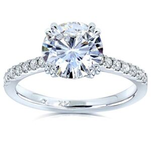 Kobelli Forever One Moissanite and Lab Grown Diamond Engagement Ring 1 3/4 CTW 14k White Gold (DEF/VS), 6.5