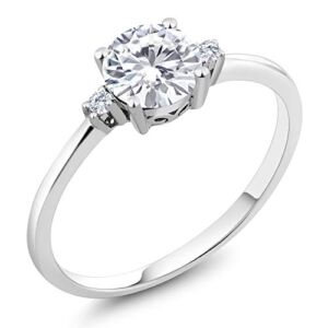 10K White Gold Forever Classic Created Moissanite from Charles & Colvard and Lab Grown Diamond Women Engagement Ring (0.80 Cttw, Round 6MM, Available in size 5, 6, 7, 8, 9)