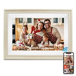 YunQiDeer WiFi Digital Photo Frame 8 inch,1920 * 1200 Full HD Display,Built-in 16GB Storage,Auto-Rotate,Touch Screen,Instant Share Photos and Videos via FRAMEO App (Gold)