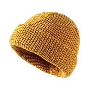 SITFFOFT Yellow Beanie Hats for Men Women Winter Warm Soft Ribbed Skullcap Knit Fisherman Beanies Ski Hat Unisex