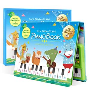Toddler Toys Age 2-4,Kids Piano Keyboards with Book,Keys Light-up Guidance Baby Learning Toys,10 Instruments Tone Educational Toys Christmas Birthday Gifts