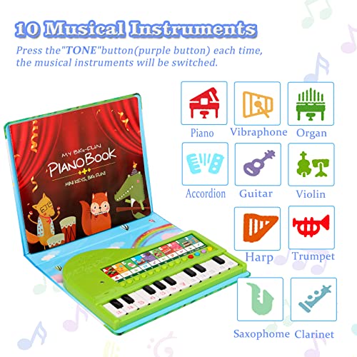 Toddler Toys Age 2-4,Kids Piano Keyboards with Book,Keys Light-up Guidance Baby Learning Toys,10 Instruments Tone Educational Toys Christmas Birthday Gifts | The Storepaperoomates Retail Market - Fast Affordable Shopping