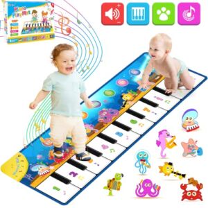 Retruth Piano Mat for Toddler 1-3, Baby Musical Toys for 12-18-24-36 Months, Birthday Gifts for 1 2 3 Year Old Boys Girls, Touch-Play Baby & Toddler Toys, Floor Piano Mat with 5 Modes