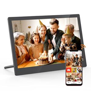 FRAMEO 15.6 Inch Large Digital Photo Frame, 1920x1080P FHD IPS Touch Screen WiFi Digital Picture Frame with 16GB Storage, Easy Setup to Share Photos or Videos Instantly from Anywhere, Giftable