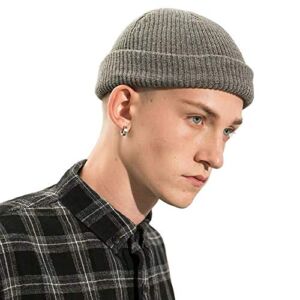 CLAPE Roll up Edge Short Skullcap Fisherman Hat Unisex Solid Color Casual Beanie Acrylic Knit Winter Hats