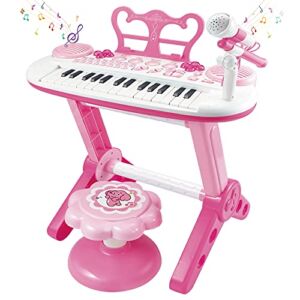 Toddler Piano Toy Keyboard for Kids, 31-Key Electronic Musical Instrument with Microphone, Pink Multifunctional Music&Sound, Educational First Birthday Gift Toys for 3 4 5 6 7 Year Old Girls Boys