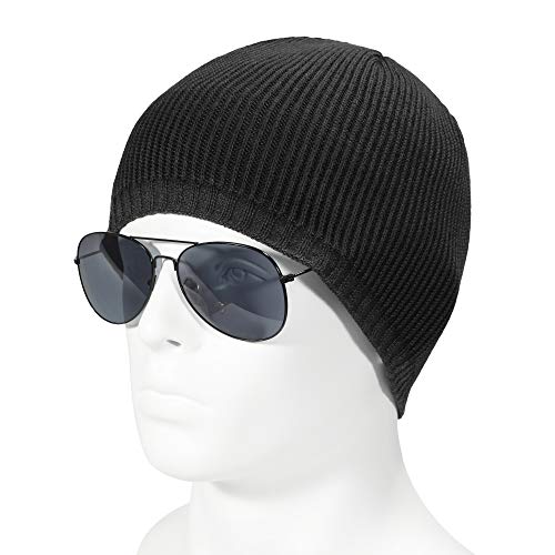 ZLYC Men Fashion Knit Fisherman Beanie Hat Winter Warm Thick Skull Cap (Plain Black) | The Storepaperoomates Retail Market - Fast Affordable Shopping