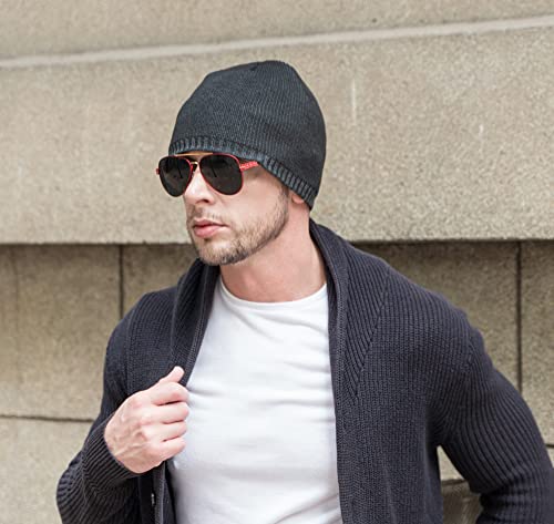 ZLYC Men Fashion Knit Fisherman Beanie Hat Winter Warm Thick Skull Cap (Plain Black) | The Storepaperoomates Retail Market - Fast Affordable Shopping