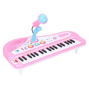 37 Keys Electric Piano, Battery Powered Children Educational Music Instrument Toy with Microphone, Wonderful Electric Music Toy for Children Early Learning(Pink)