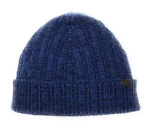 Hickey Freeman 100% Italian Cashmere Hat for Men – Ultra-Soft Men’s Knit Luxury Beanie, Navy and Denim Blue Mix Color