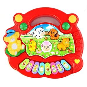 KALEN Early Education 1 Year Olds Baby Toy Animal Farm Piano Music Developmental Toys Baby Musical Instrument for Children & Kids Boys and Girls(Red)