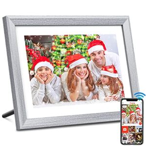 YunQiDeer Digital Picture Frame WiFi 10.1 inch IPS Touch Screen HD Display,16GB Storage, Auto-Rotate,Easy Setup to Share Photos or Videos via Frameo APP